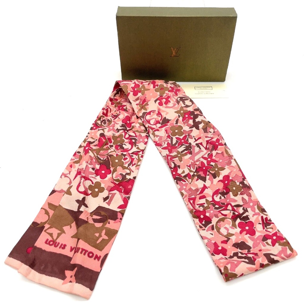 LOUIS VUITTON - Ribbon Bandeau Arty Pink Scarf R1.108